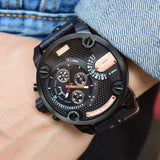 Diesel Little Daddy Chronograph Black Dial Black Leather Strap Watch For Men - DZ7291 Authentic Buy Shop Now
