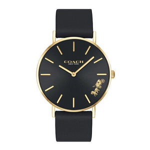 Coach Perry Black Dial Black Leather Strap Watch for Women - 14503333-C Authentic Buy Shop Now