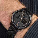 Tommy Hilfiger Damon Quartz Black Dial Black Mesh Bracelet Watch for Men - 1791420 Authentic Buy Shop Now