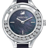 Swarovski Lovely Crystals Mother of Pearl Black Dial Black Leather Strap Watch for Women - 5242898 Authentic Buy Shop Now