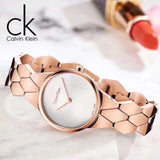 Calvin Klein Snake Silver Dial Rose Gold Steel Strap Watch For Women - K6E23646 Authentic Buy Shop Now