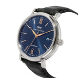 IWC Portofino Automatic Blue Dial Black Leather Strap Watch for Men - IW356523 Authentic Buy Shop Now