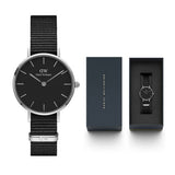 Daniel Wellington Petite Cornwall Black Dial Black Nylon Strap Watch For Women - DW00100248 Authentic Buy Shop Now