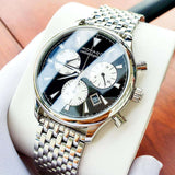 Movado Heritage Calendoplan Chronograph Black Dial Silver Steel Strap Watch for Men - 3650014 Authentic Buy Shop Now