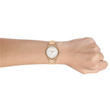 Michael Kors Layton Three Hand Mother of Pearl White Dial Gold Steel Strap Watch For Women - MK6870 Authentic Buy Shop Now