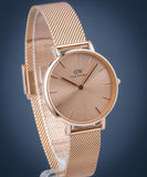 Daniel Wellington Petite Rose Gold Dial Rose Gold Mesh Bracelet Watch For Women - DW00100471 Authentic Buy Shop Now