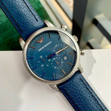 Emporio Armani Luigi XLarge Chronograph Blue Dial Blue Leather Strap Watch for Men - AR1969 Authentic Buy Shop Now