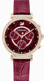 Swarovski Spring Flower Chronograph Red Dial Red Leather Strap Watch for Women - 5598689 Authentic Buy Shop Now