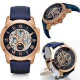 Fossil Grant Automatic Blue Dial Blue Leather Strap Watch for Men - ME3029 Authentic Buy Shop Now