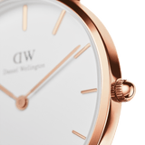 Daniel Wellington Classic Petite Sheffield White Dial Black Leather Strap Watch For Women - DW00100230 Authentic Buy Shop Now