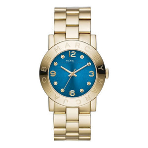 Marc Jacobs Amy Blue Dial Gold Steel Strap Watch for Women - MBM3303 Authentic Buy Shop Now