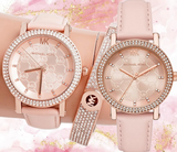 Michael Kors Corey Analog Rose Gold Dial Pink Leather Strap Watch For Women - MK2987 Authentic Buy Shop Now