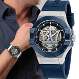 Maserati Potenza Automatic Skeleton Dial Blue Rubber Strap Watch For Men - R8821108035 Authentic Buy Shop Now