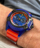 Versace Icon Active Chronograph Quartz Blue Dial Orange Rubber Strap Watch For Men - VEZ700922 Authentic Buy Shop Now