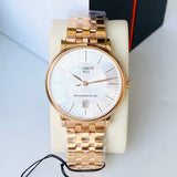 Tissot T Classic Carson Premium Automatic White Dial Rose Gold Steel Strap Watch for Men - T122.407.33.031.00 Authentic Buy Shop Now