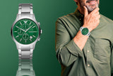 Emporio Armani Renato Chronograph Green Dial Silver Steel Strap Watch For Men - AR11507 Authentic Buy Shop Now