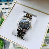 Versace V-Motif Black Dial Two Tone Steel Strap Watch for Women - VERE00518 Authentic Buy Shop Now