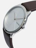Calvin Klein Minimal Silver Dial Brown Leather Strap Watch for Men - K3M211G6 Authentic Buy Shop Now