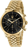 Maserati Epoca Chronograph Black Dial Gold Steel Strap Watch For Men - R8873618023 Authentic Buy Shop Now
