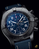 Breitling Super Avenger Chronograph 48 Night Mission Blue Dial Blue Leather Strap Watch for Men - V13375101C1X2 Authentic Buy Shop Now