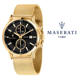Maserati Epoca 42mm Black Dial Gold Mesh Bracelet Watch For Men - R8873618007 Authentic Buy Shop Now