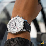 Breitling Super Avenger Chronograph 48 White Dial Black Nylon Strap Watch for Men - A133751A1A1X1 Authentic Buy Shop Now