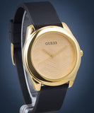 Guess Cubed Analog Gold Dial Black Silicone Strap Watch For Women - GW0665L1 Authentic Buy Shop Now