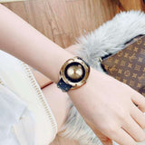 Versace Shadov Quartz Gold Dial Black Leather Strap Watch for Women - VEBM00318 Authentic Buy Shop Now