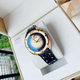 Versace Shadov Quartz Gold Dial Black Leather Strap Watch for Women - VEBM00318 Authentic Buy Shop Now