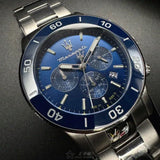 Maserati Competizione Chronograph Blue Dial Silver Steel Strap Watch For Men - R8873600002 Authentic Buy Shop Now