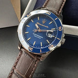 Maserati Competizione Analog Blue Dial Brown Leather Strap Watch for Men - R8851100004 Authentic Buy Shop Now