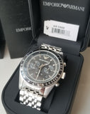 Emporio Armani Tazio Chronograph Black Dial Silver Steel Strap Watch For Men - AR5988 Authentic Buy Shop Now