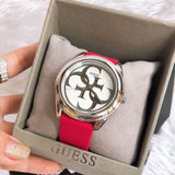 Guess G-Twist Silver Dial Red Rubber Strap Watch for Women - W0911L9 Authentic Buy Shop Now