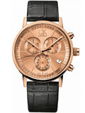 Calvin Klein Post Minimal Chronograph Rose Gold Dial Black Leather Strap Watch for Men - K7627201 Authentic Buy Shop Now