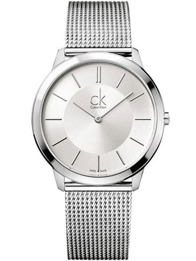 Calvin Klein Minimal Silver Dial Silver Mesh Bracelet Watch for Men - K3M21126 Authentic Buy Shop Now