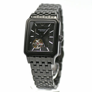 Emporio Armani Meccanico Black Dial Black Steel Strap Watch For Men - AR60058 Authentic Buy Shop Now