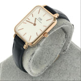 Daniel Wellington Quadro White Dial Black Leather Strap Watch For Women - DW00100434 Authentic Buy Shop Now