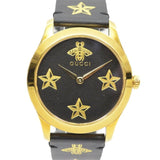 Gucci G-Timeless Black Dial Black Leather Strap Watch For Women - YA1264055 Authentic Buy Shop Now