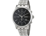 Hugo Boss Jet Black Dial Silver Steel Strap Watch for Men - 1513383 Authentic Buy Shop Now