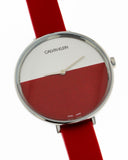 Calvin Klein Rise Yellow Red Dial Red Leather Strap Watch for Women - K7A231UP Authentic Buy Shop Now