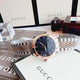 Gucci G Timeless Black Dial Two Tone Steel Strap Watch For Men - YA126410 Authentic Buy Shop Now