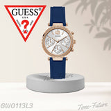 Guess Solstice Diamonds Silver Dial Blue Rubber Strap Watch for Women - GW0113L3 Authentic Buy Shop Now