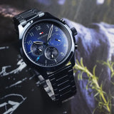Tommy Hilfiger Asher Chronograph Blue Dial Blue Steel Strap Watch For Men - 1791853 Authentic Buy Shop Now