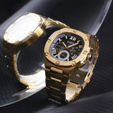 Guess Headliner Multifunction Black Dial Gold Steel Strap Watch For Men - GW0572G2 Authentic Buy Shop Now