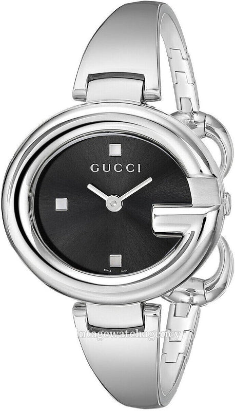Gucci Guccissima Black Dial Silver Steel Strap Watch For Women - YA134301 Authentic Buy Shop Now