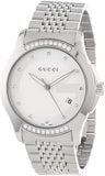 Gucci G Timeless Diamonds Silver Dial Silver Steel Strap Watch For Men - YA126407 Authentic Buy Shop Now