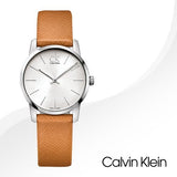 Calvin Klein City Silver Dial Light Brown Leather Strap Watch For Women- K2G23120 Authentic Buy Shop Now