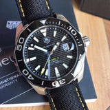 Tag Heuer Aquaracer Calibre 5 Automatic Black Dial Black Nylon Strap Watch for Men - WAY211A.FC6362 Authentic Buy Shop Now