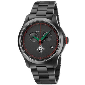 Gucci G-Timeless Chronograph Black Dial Black Steel Strap Watch For Men - YA126269 Authentic Buy Shop Now