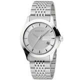 Gucci G Timeless Silver Dial Silver Steel Strap Watch For Men - YA126401 Authentic Buy Shop Now